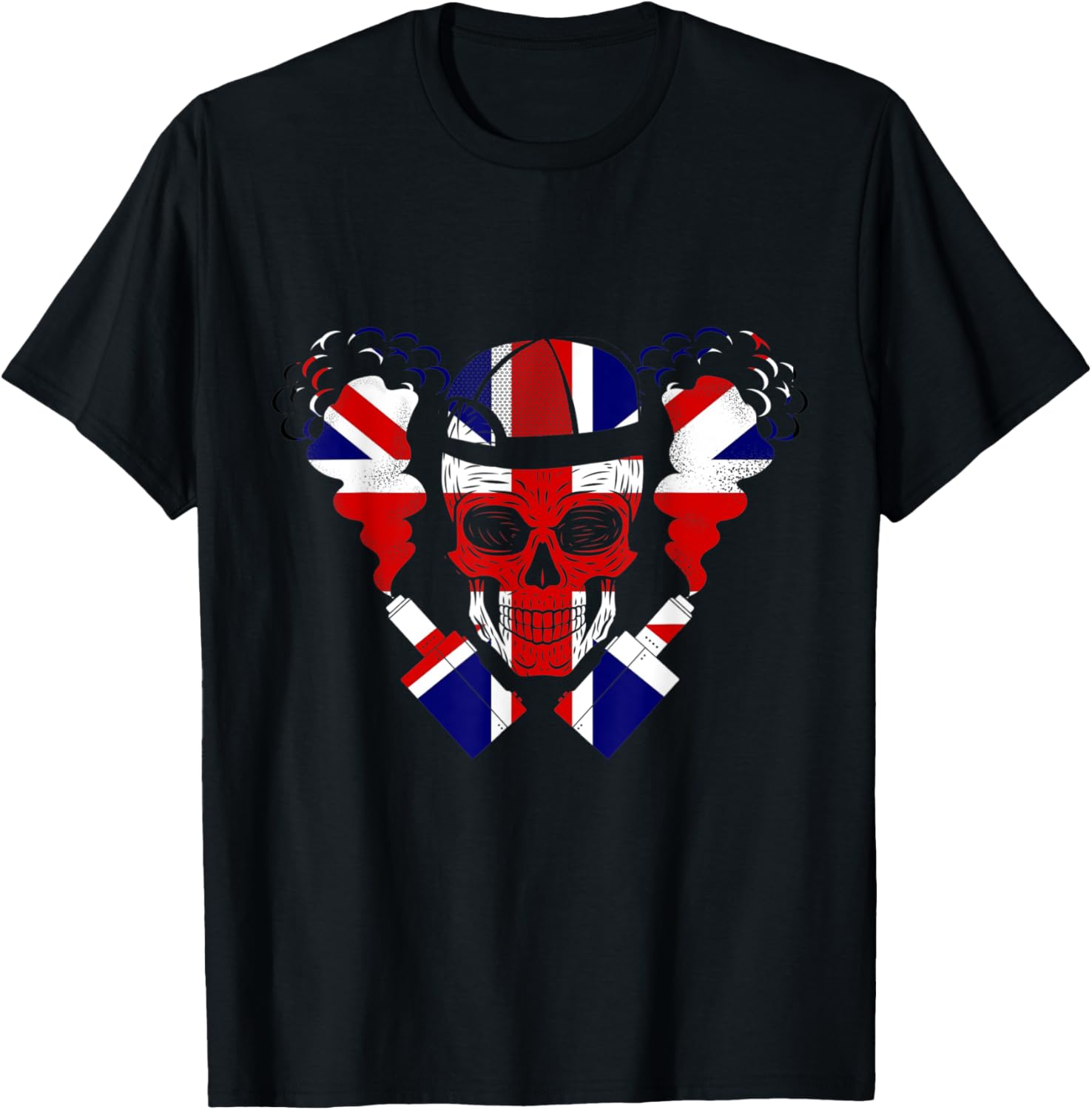 Vaping Jack - Union Jack Skull Vaping 그래픽 티셔츠